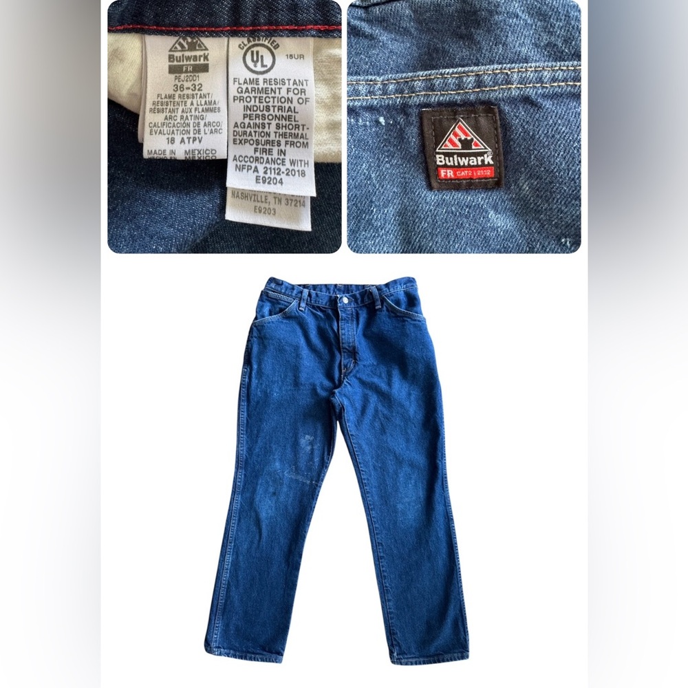 Bulwark FR MEN'S LOOSE FR STONEWASHED JEAN 36x32 Blue Denim Work Cotton